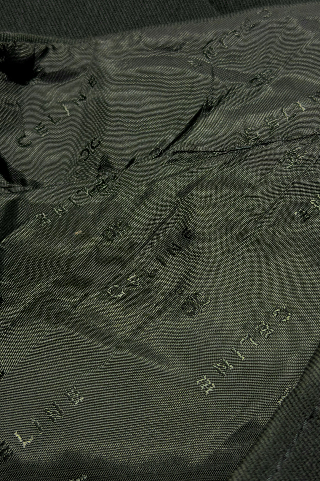 1970’S CELINE MADE IN FRANCE PLEATED HORSEBIT DARK FOREST GREEN TWILL SKIRT SIZE 44