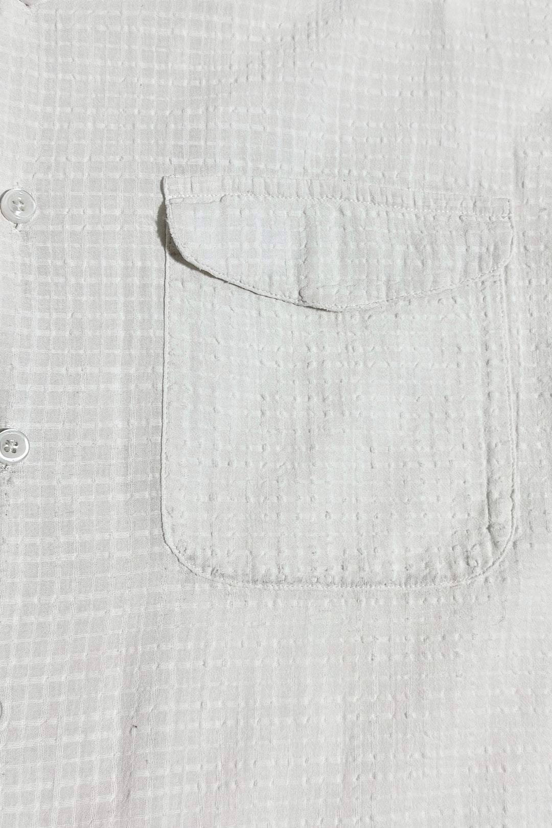 1980’S PERRY ELLIS CROPPED WAFFLE WEAVE COTTON LOOP COLLAR S/S B.D. SHIRT LARGE
