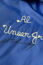 Load image into Gallery viewer, 1980’S GOODYEAR MADE IN USA AL UNSER JR PERSONAL SIGNED CROPPED RACING JACKET MEDIUM
