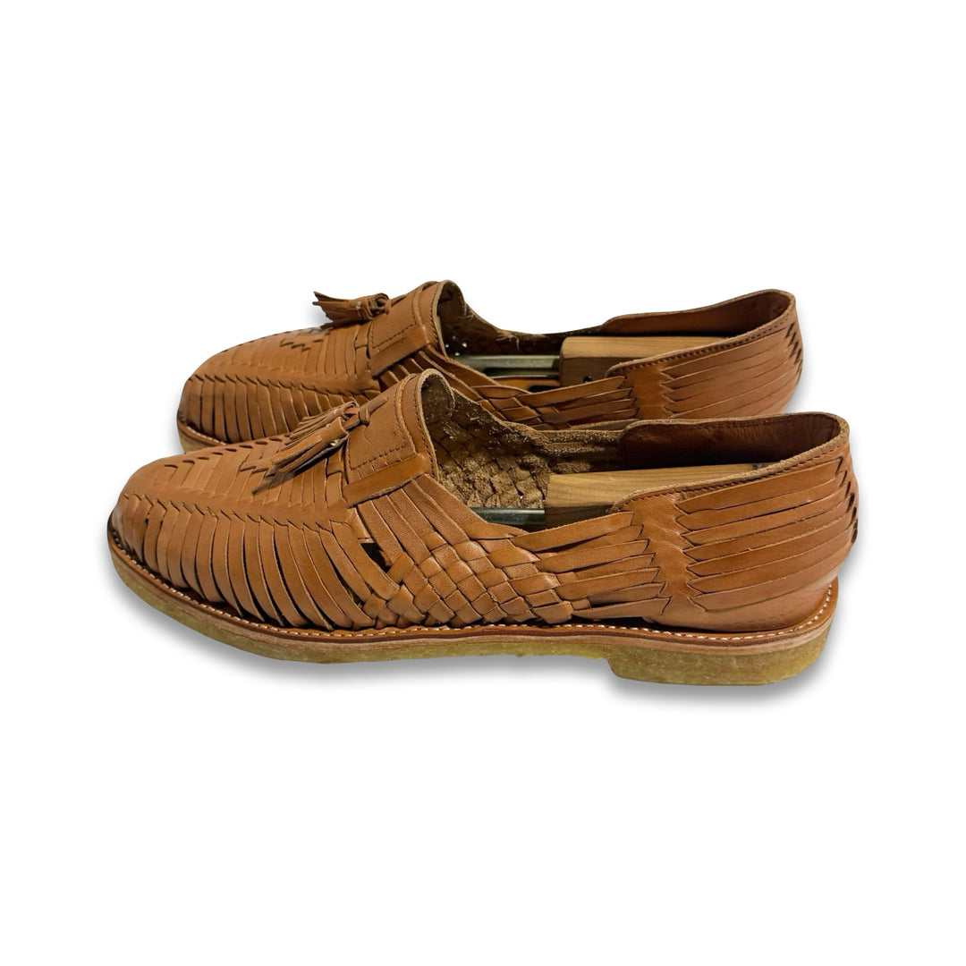 2000’S DEADSTOCK CANO WOVEN LEATHER TASSEL LOAFER HUARACHES SHOES EU 46/ US 12