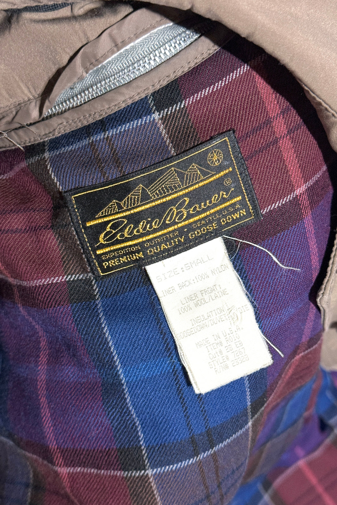 1970’S EDDIE BAUER UNION MADE IN USA QUILTED GOOSE DOWN LINED TRENCH COAT MEDIUM