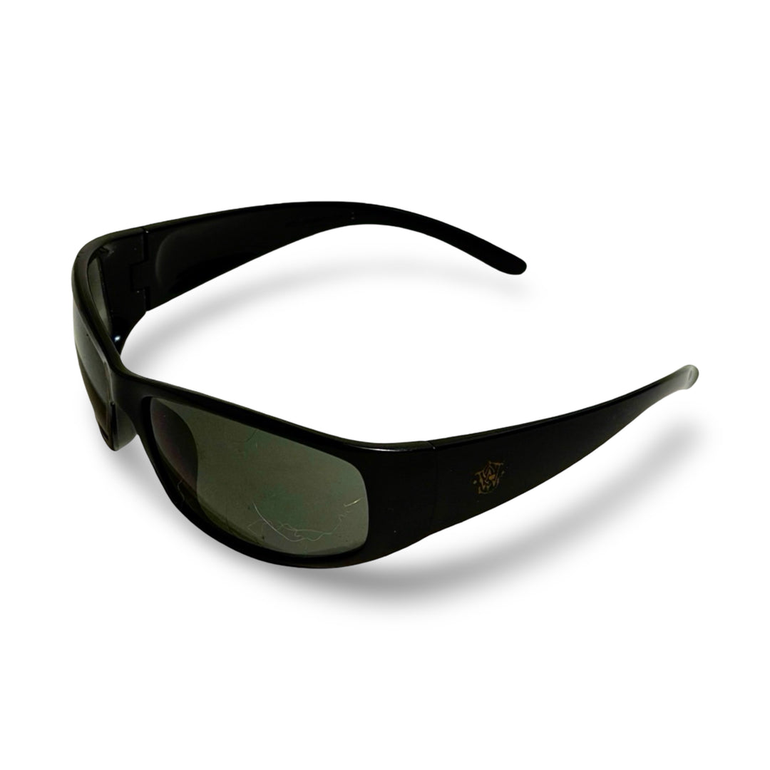 2000’S SMITH &amp; WESSON THICK BLACK ACETATE WRAPAROUND FRAME WITH BLACK LENSE SUNGLASSES