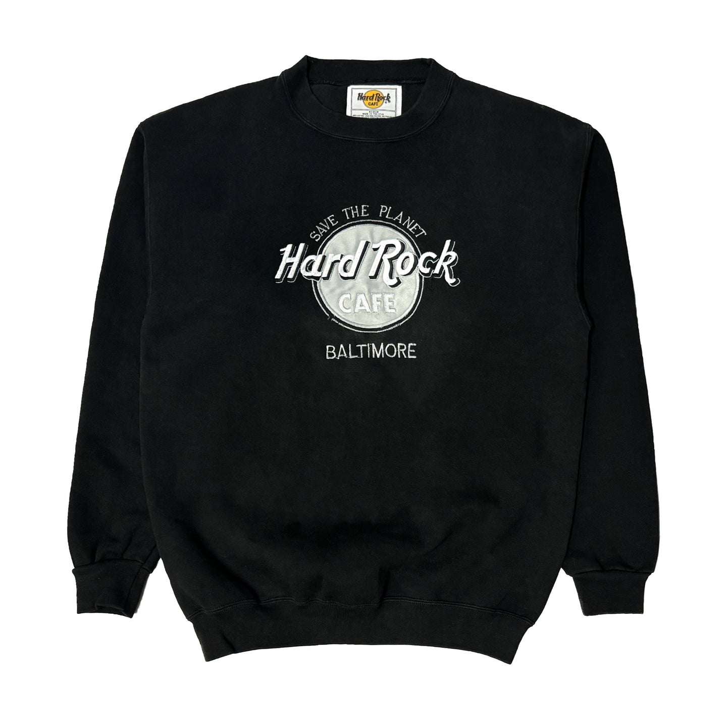 1990’S HARD ROCK HOTEL BALTIMORE MADE IN USA FLEECE CREWNECK SWEATER MEDIUM