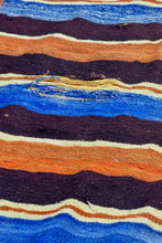 Load image into Gallery viewer, EARLY 20TH CENTURY RIO GRANDE MADE IN NEW MEXICO HANDWOVEN WOOL BANDED 90” X 56” BLANKET
