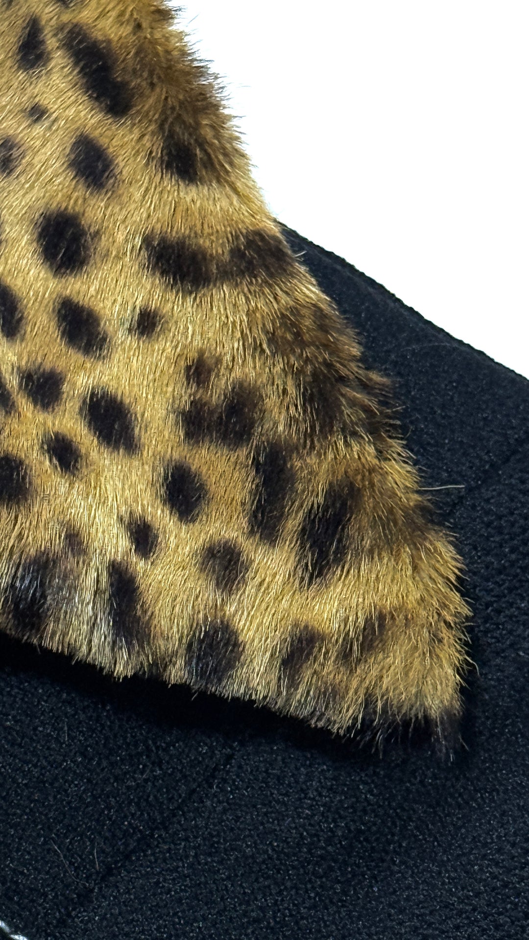 1970’S MASK TIME OUT WEST MADE IN USA CROPPED REMOVABLE LEOPARD PRINT HAIR ON HIDE COLLAR BLACK WESTERN PEARL SNAP JACKET LARGE