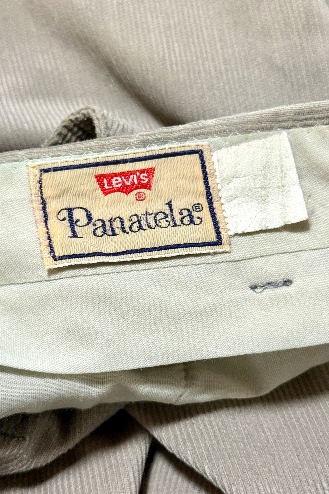 1970’S LEVI’S PANATELA MADE IN USA FADED CORDUROY HIGH WAISTED BELL BOTTOM PANTS 34 X 30