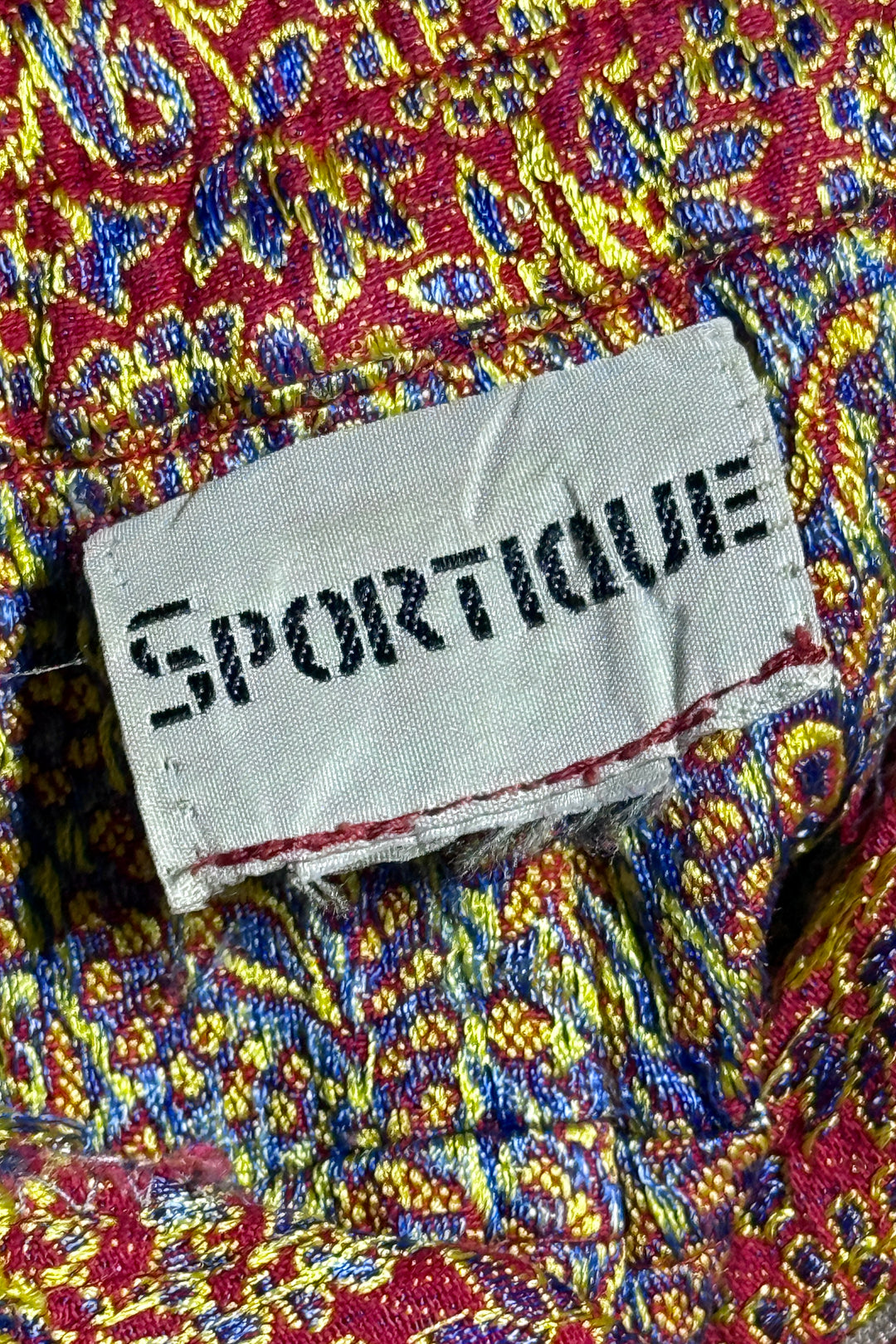 1980’S SPORTIQUE WOVEN TAPESTRY HIGH WAISTED FLARED LEG PANTS 30 X 28