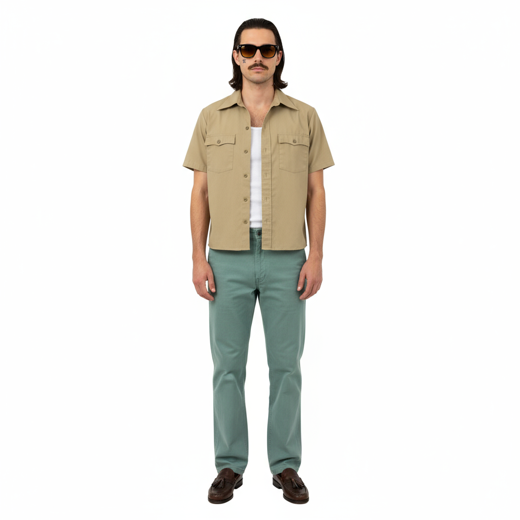 1970’S BIG MAC MADE IN USA COTTON SAFARI S/S SHIRT MEDIUM