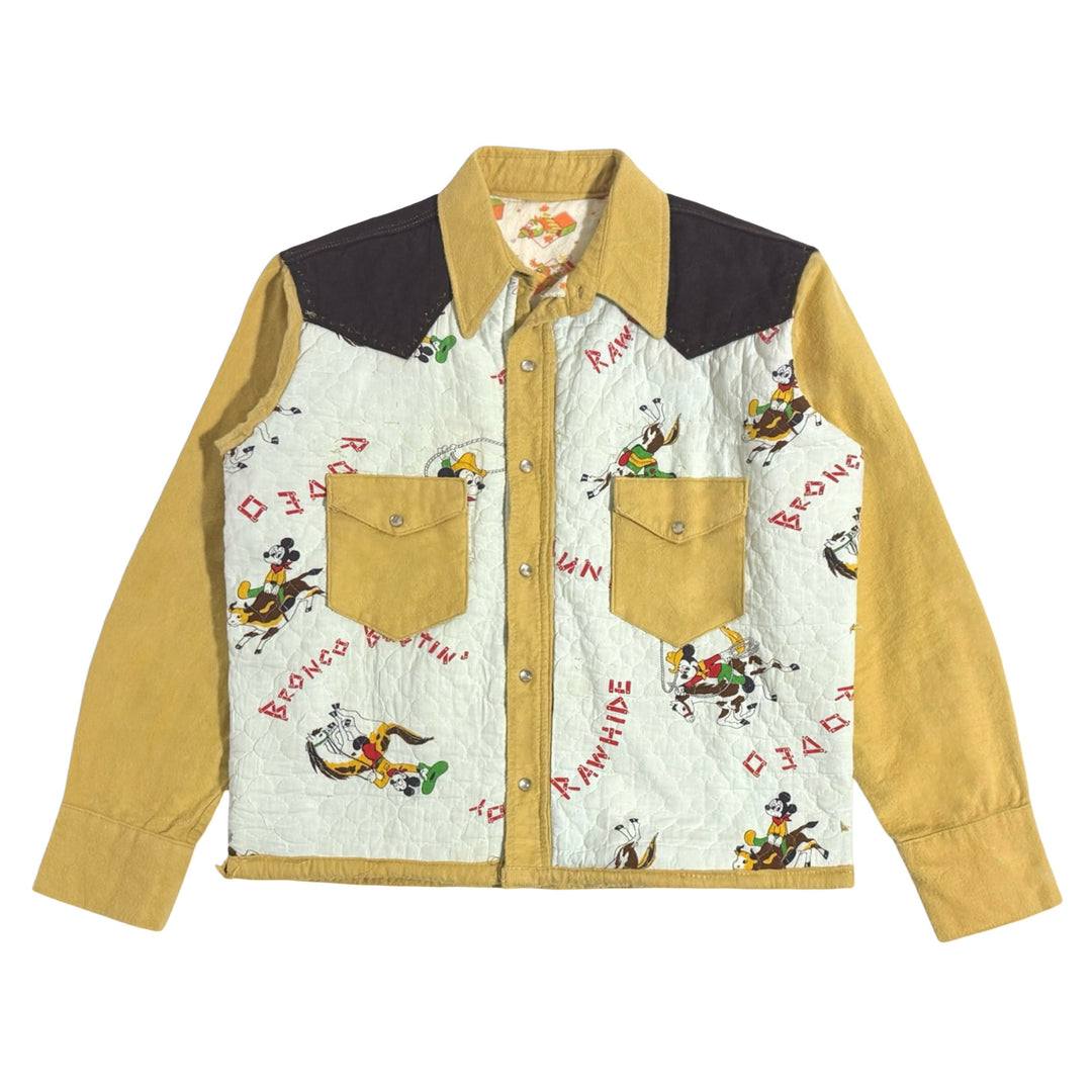 1970’S CUSTOM MADE IN USA MICKEY MOUSE RODEO COWBOY CROPPED WESTERN BLANKET JACKET MEDIUM