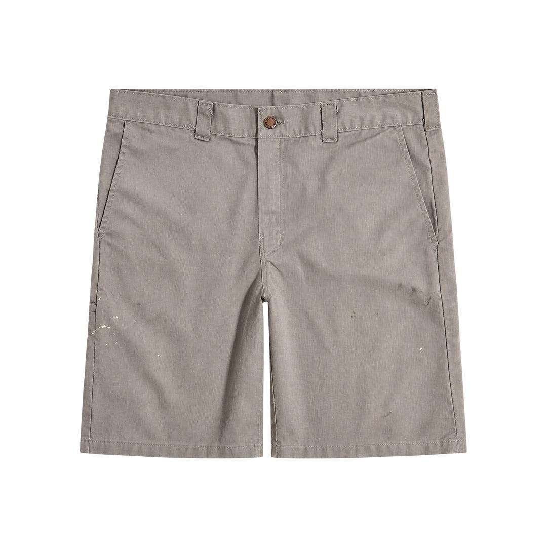 1990’S DICKIES FADED & THRASHED STONE GREY TWILL 10” WORKWEAR SHORTS 36