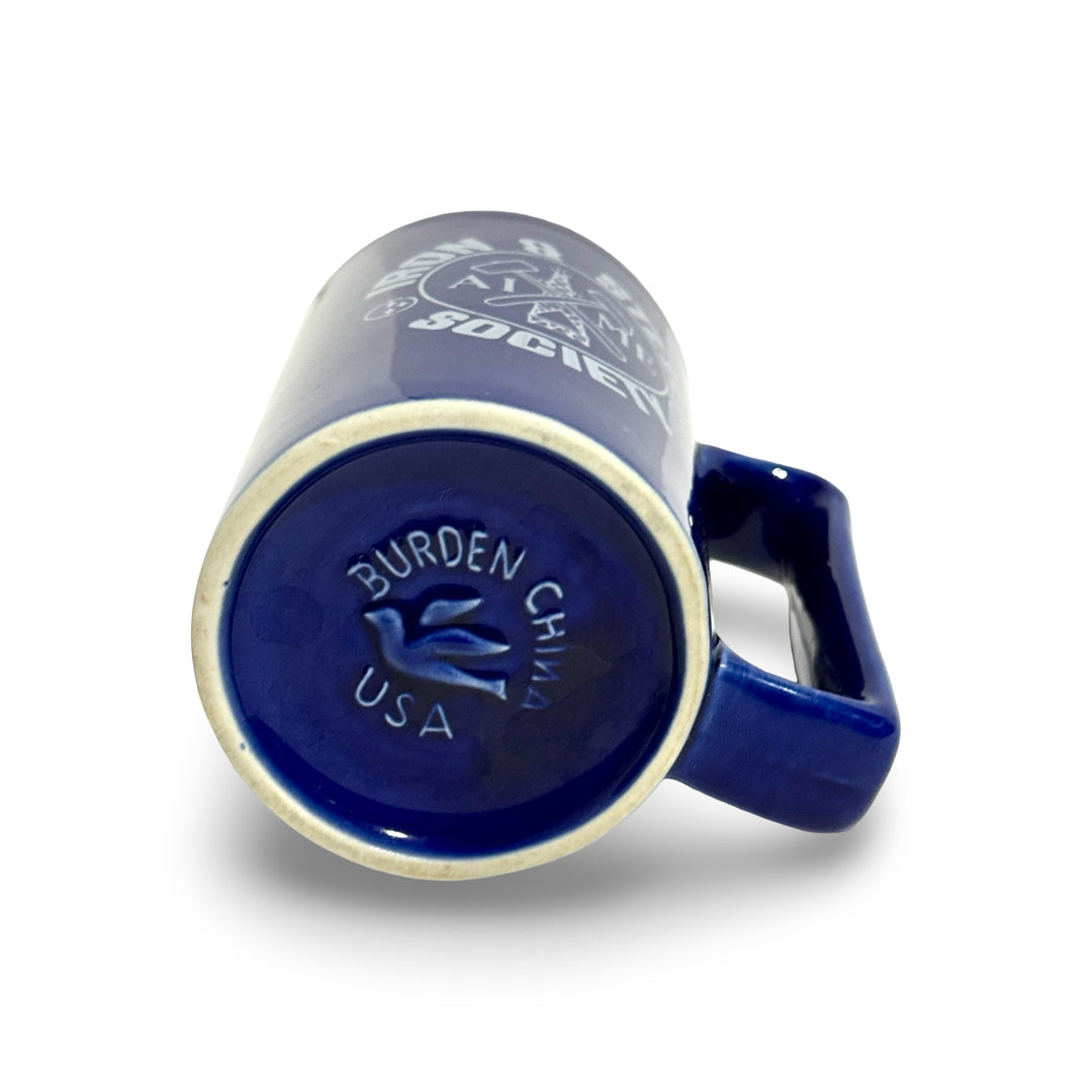 1990’S BURDEN CHINA MADE IN USA IRON & STEEL SOCIETY BLUE GLAZED CERAMIC COFFEE MUG