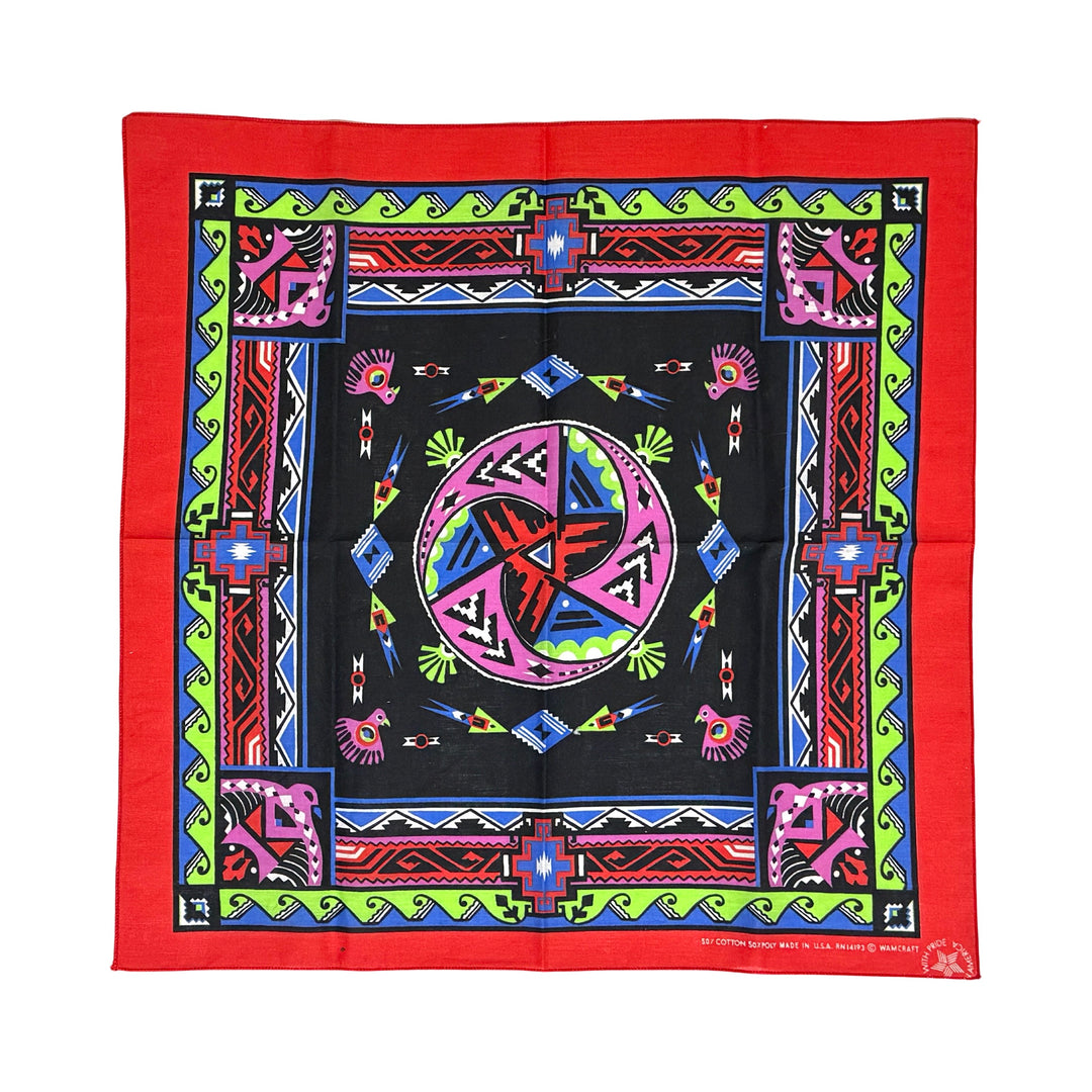 1990’S WAMCRAFT MADE IN USA SOUTHWESTERN PRINT SELVEDGE BANDANA