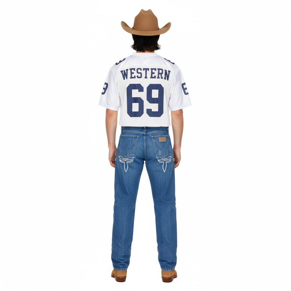 MASK X WRANGLER COWBOY CUT WESTERN HAND CHAINSTITCHED DENIM JEANS 30 X 32