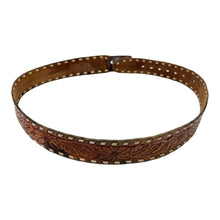 Load image into Gallery viewer, 1970’S WESTERN MADE IN USA BRAIDED FLORAL HAND TOOLED LEATHER BELT 36
