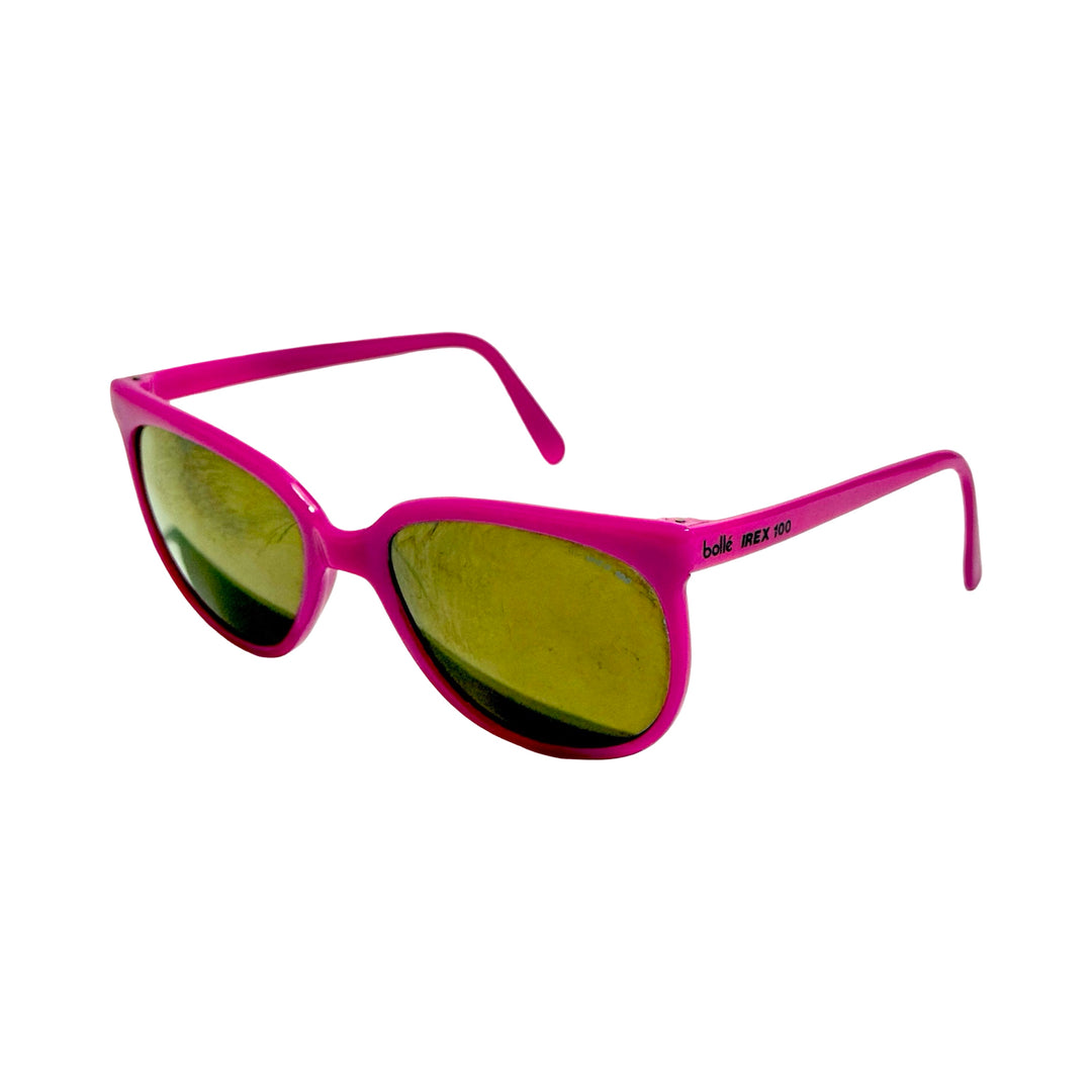 1980’S BOLLÉ MADE IN FRANCE PINK ACETATE IREX 100 MIRRORED LENSE SUNGLASSES