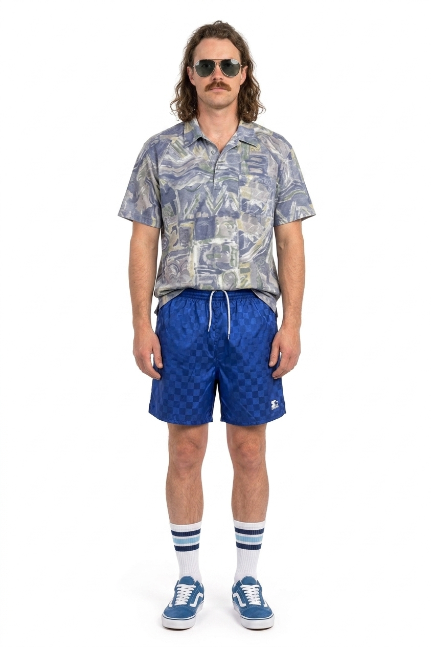 1970’S LILLY DACHÉ MADE IN USA PASTEL BRUSH STROKE PRINTED S/S POLO B.D. SHIRT LARGE