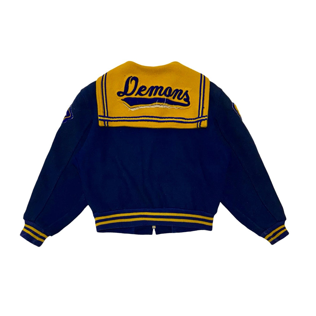 ARCHIVAL 1986 BUTWIN “SANTA FE HIGH DEMONS” SAILOR-COLLAR VARSITY JACKET SMALL/MEDIUM