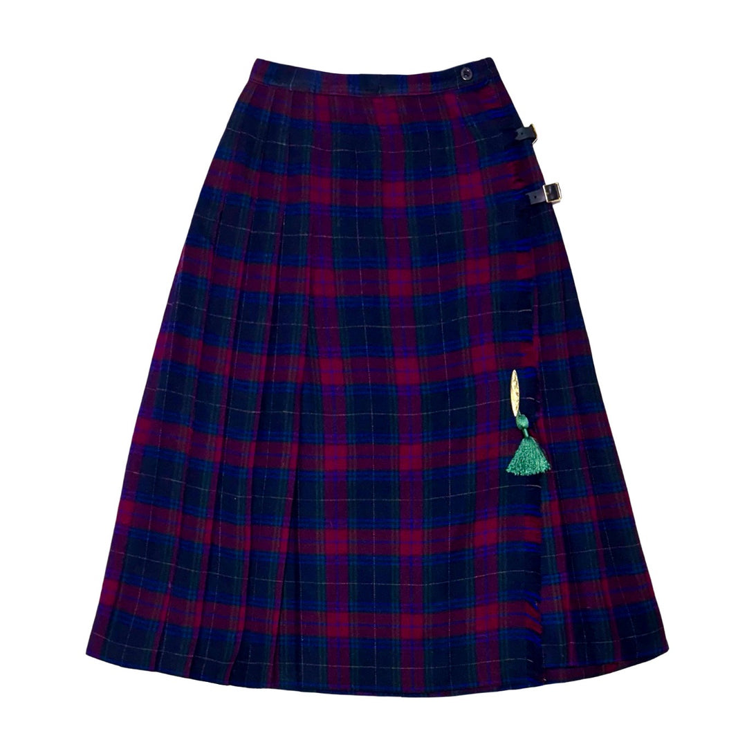 1970’S MISS PENDLETON PURE VIRGIN WOOL TARTAN KILT SKIRT WITH TASSEL HARDWARE MEDIUM
