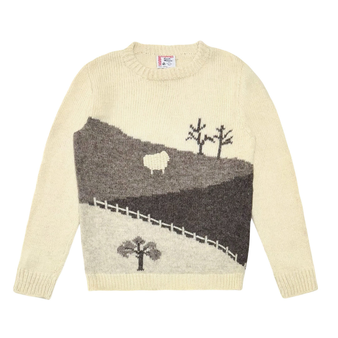1980’S RAPAKI MAHANA NEW ZEALAND WOOL SHEEP LANDSCAPE SWEATER MEDIUM/LARGE