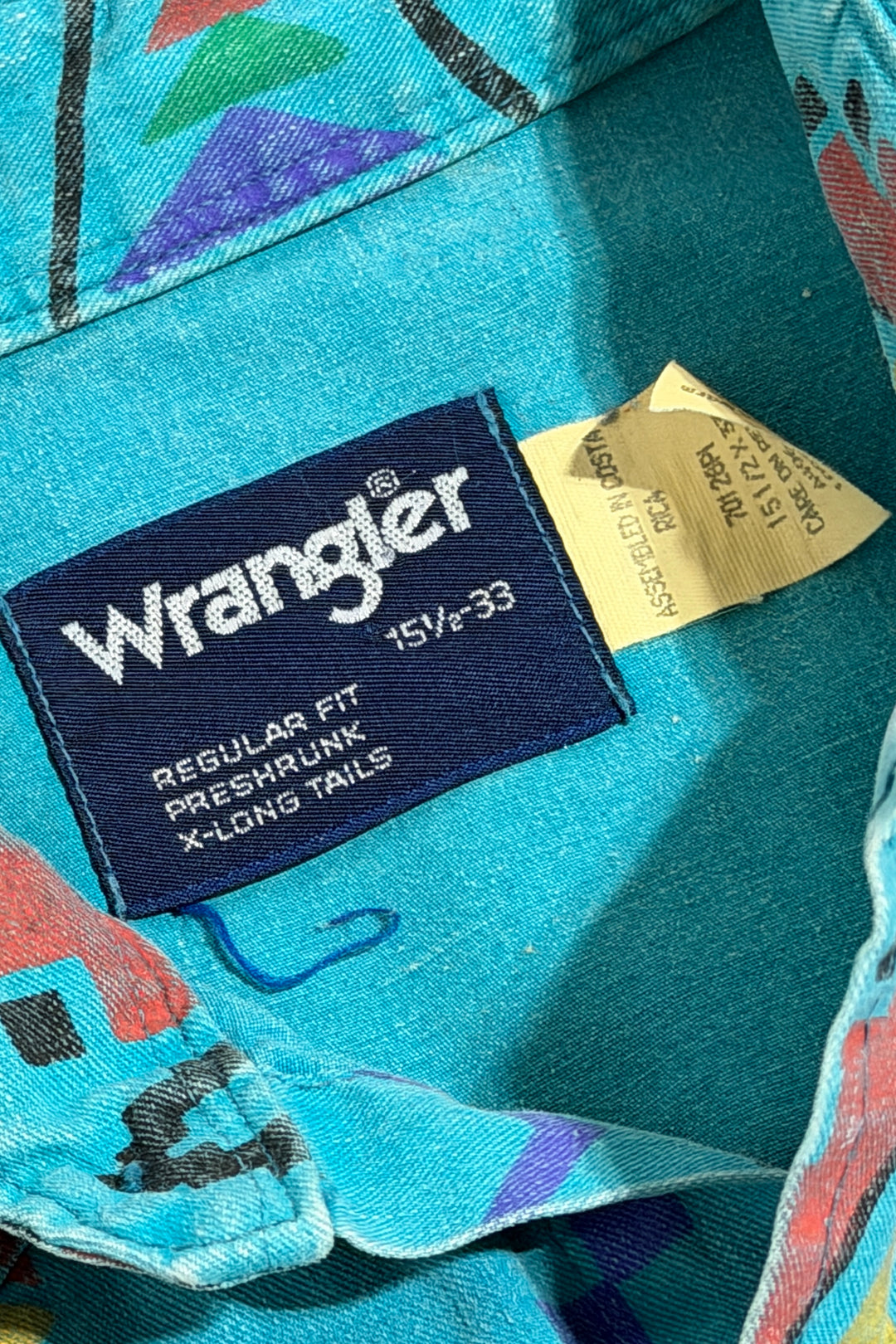 Wrangler Assembled in Costa Rica tag detail