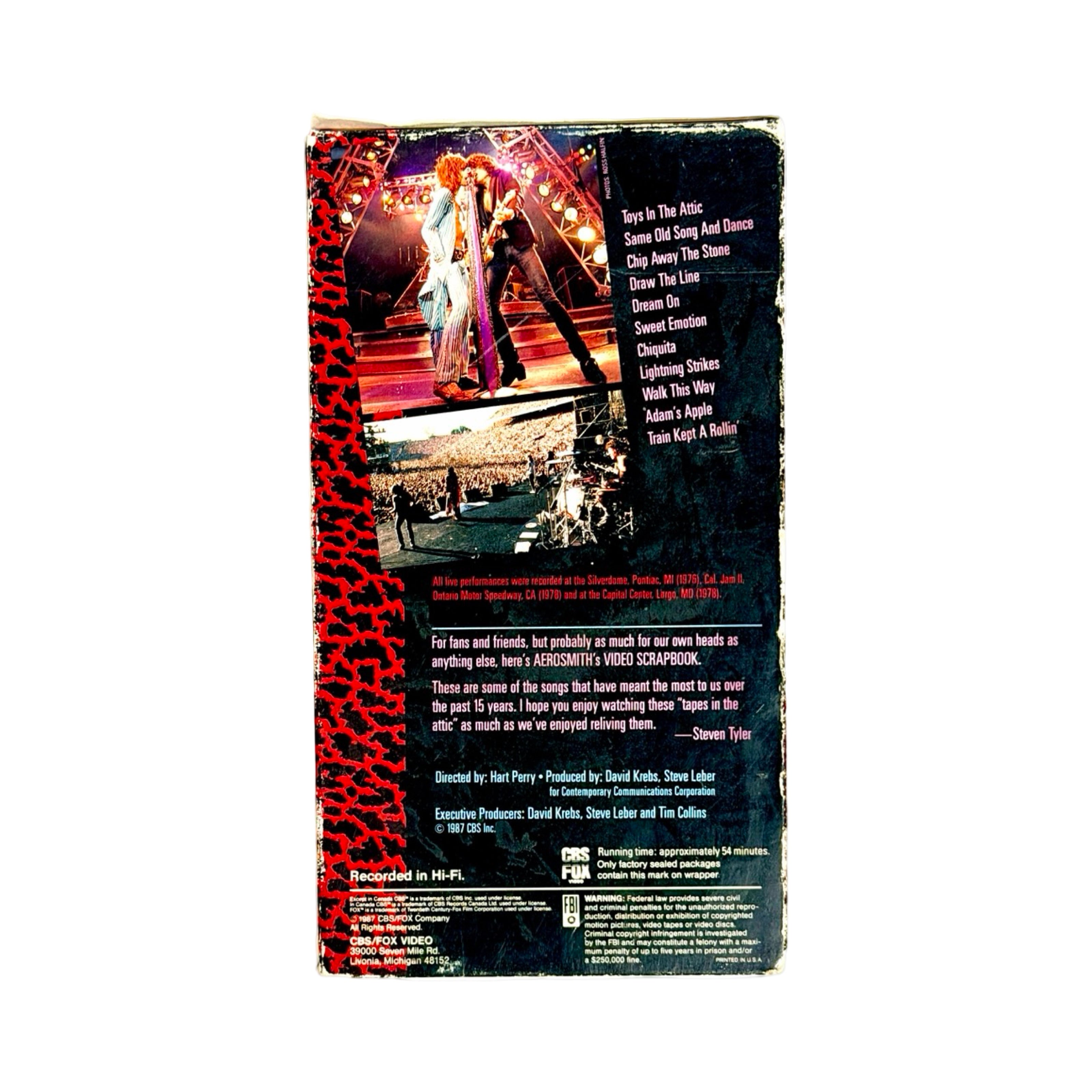 Aerosmith Video Scrapbook VHS back cover