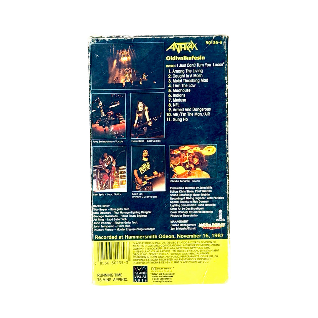 Anthrax Oidivnikufesin VHS back cover