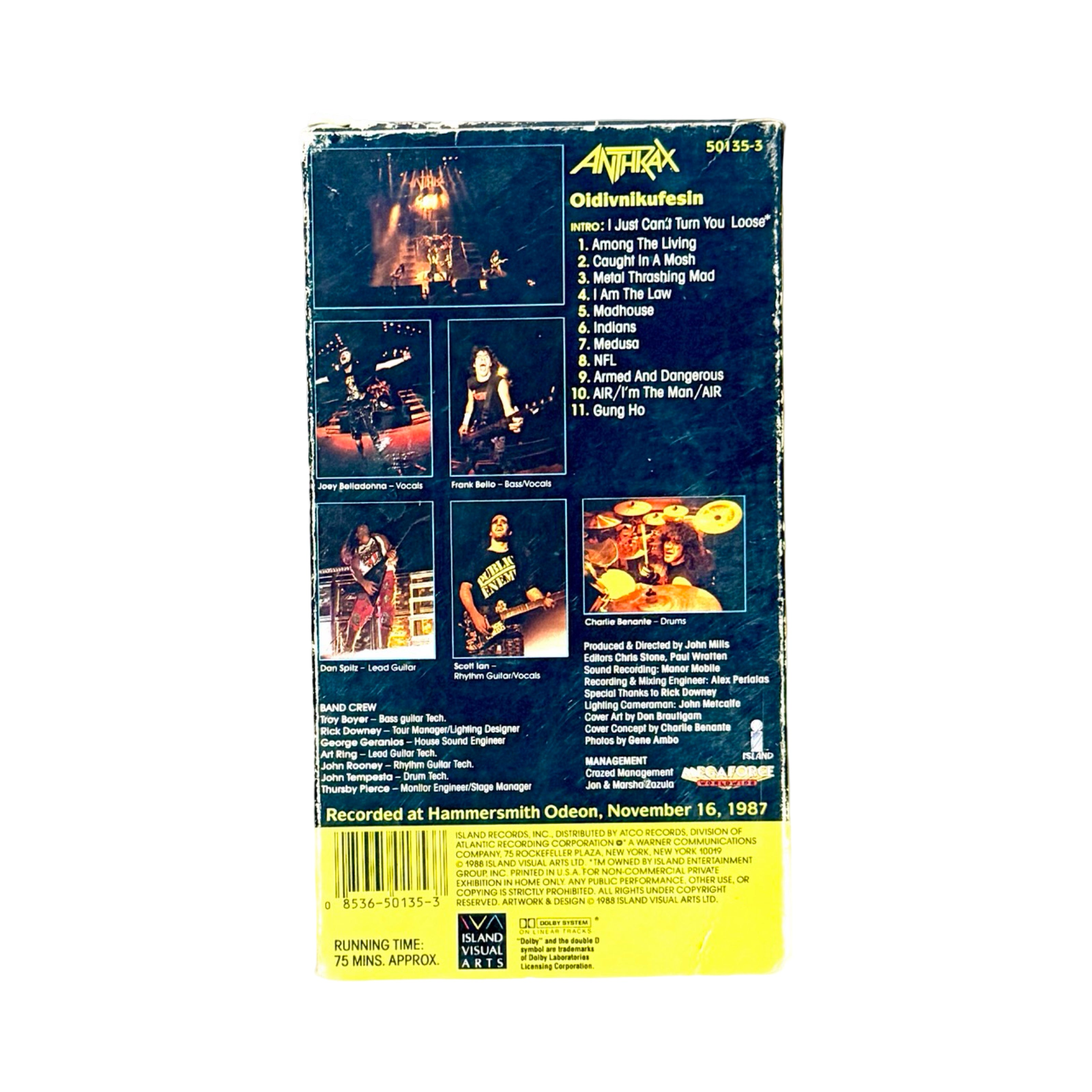 Anthrax Oidivnikufesin VHS back cover