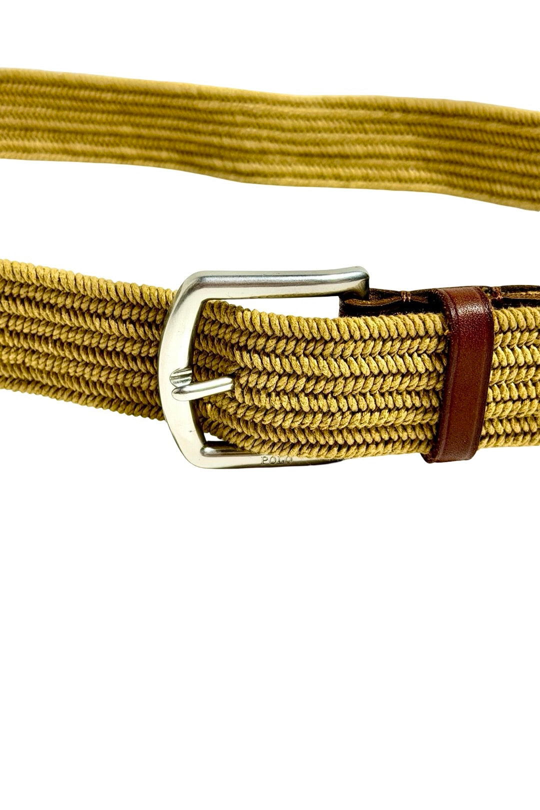 Polo Ralph Lauren woven belt buckle closeup