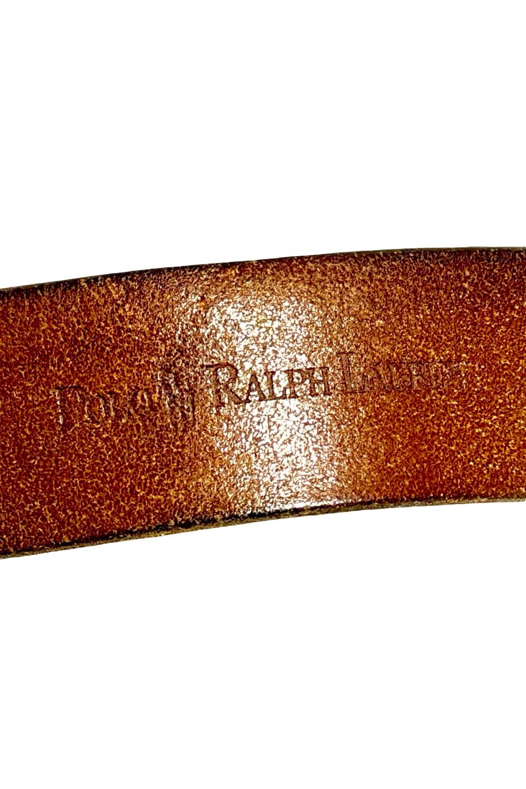 Polo Ralph Lauren brown leather belt embossed stamp
