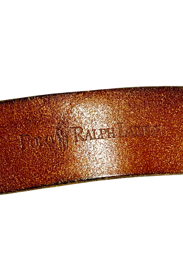 Polo Ralph Lauren brown leather belt embossed stamp