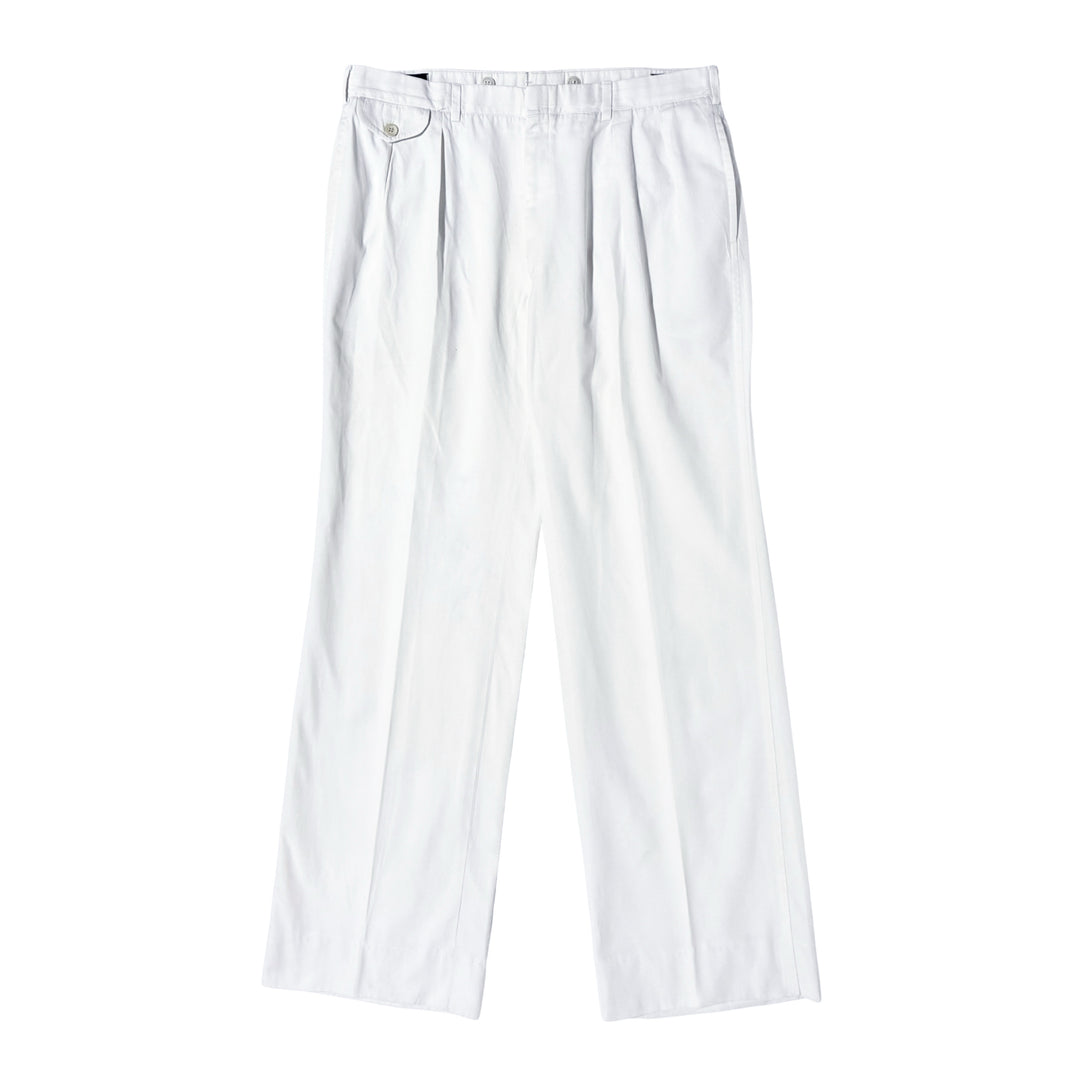 1990’S RALPH LAUREN MADE IN USA SILK/LINEN BLEND HIGH WAISTED PLEATED IVORY TROUSER PANTS 34 X 30