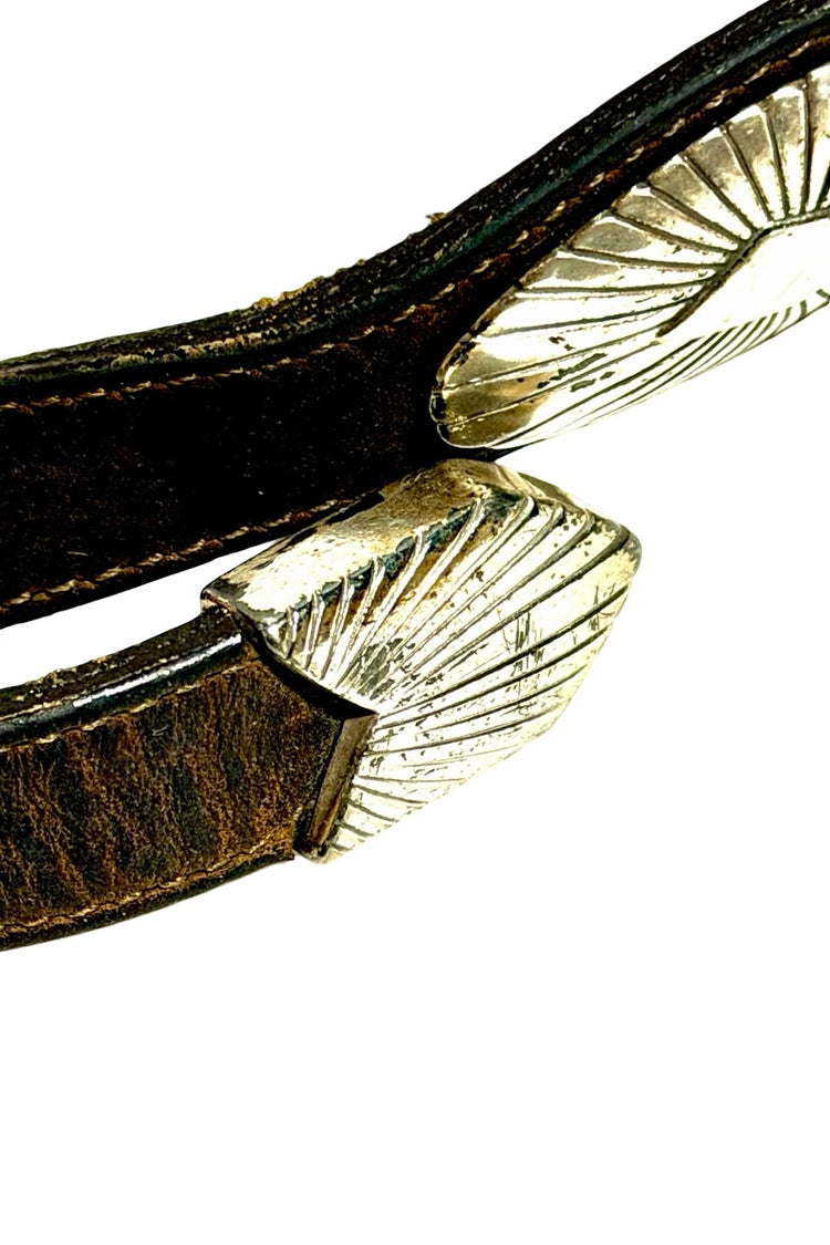 Justin concho leather belt concho detail