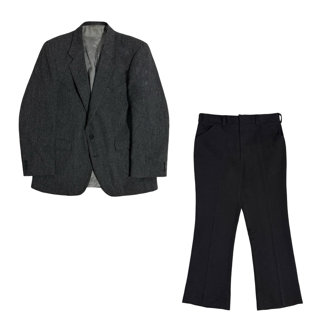 1990’S CIRCLE MADE IN USA HERRINGBONE TWEED WESTERN BLAZER SUIT 42R