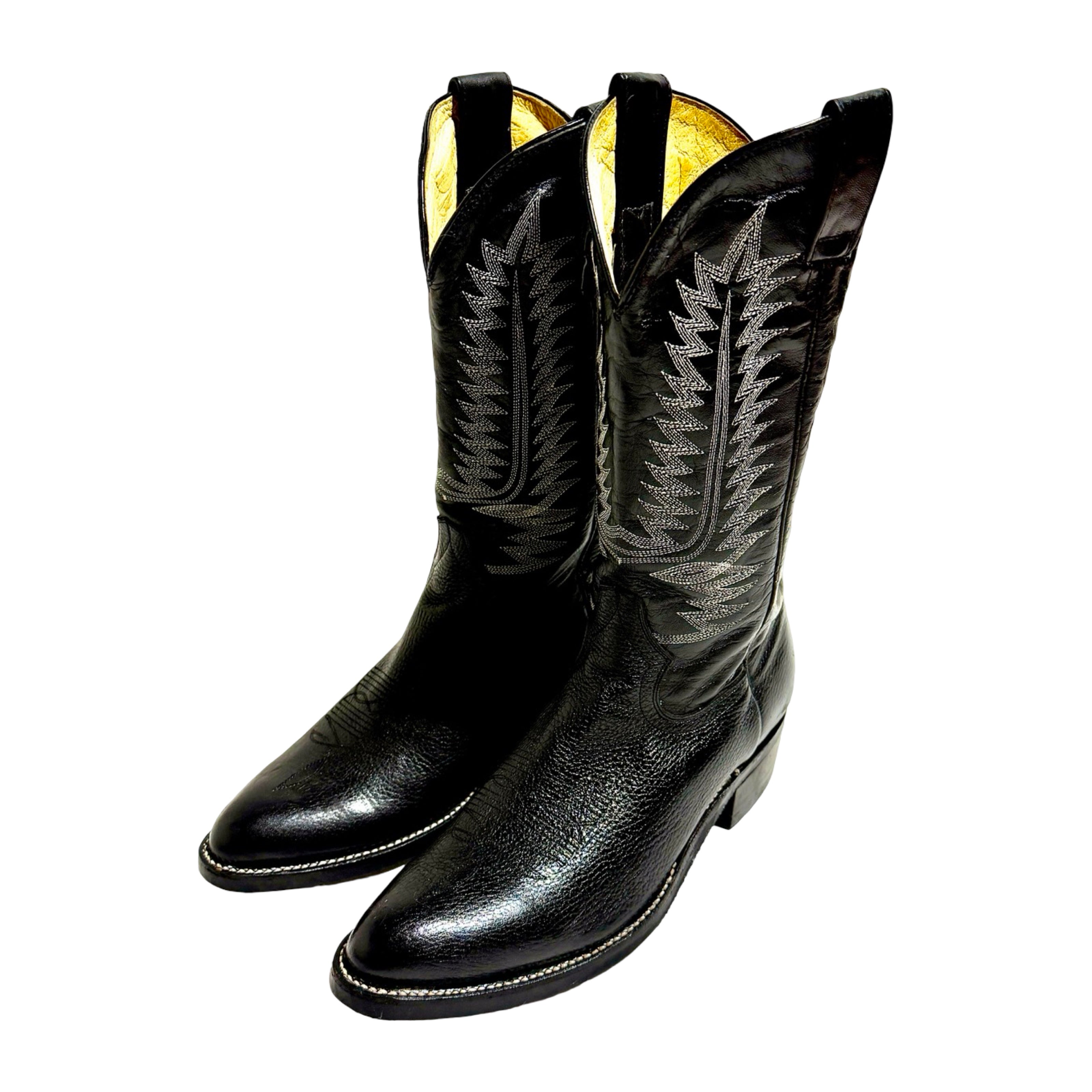 Deadstock 1970s pebble grain cowboy boots front view