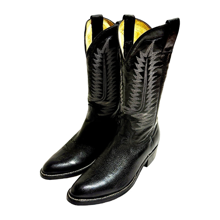 Deadstock 1970s pebble grain cowboy boots front view