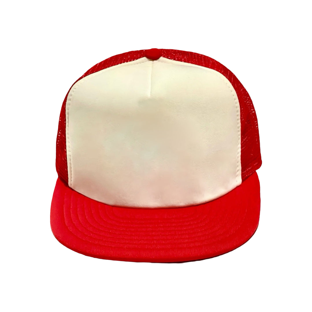 1970’S DEADSTOCK NEW ERA MADE IN USA FOAM &amp; MESH WHITE / RED TRUCKER HAT