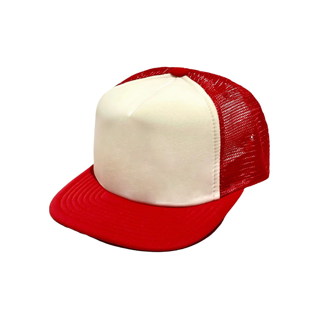 1970’S DEADSTOCK NEW ERA MADE IN USA FOAM &amp; MESH WHITE / RED TRUCKER HAT
