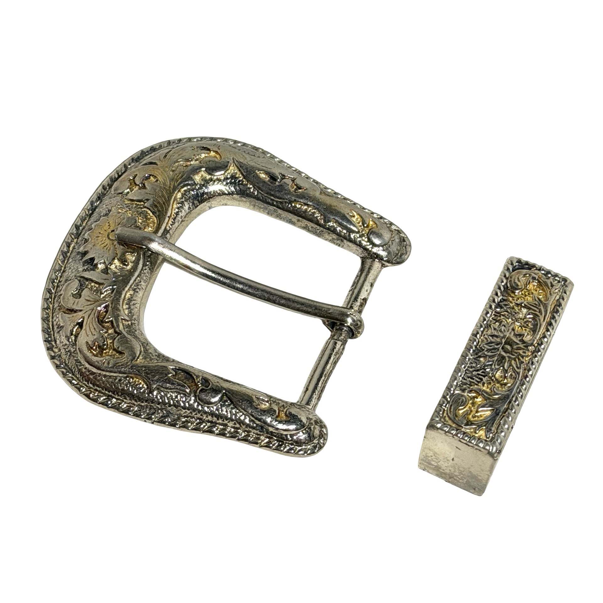 1970s western belt buckle and keeper set