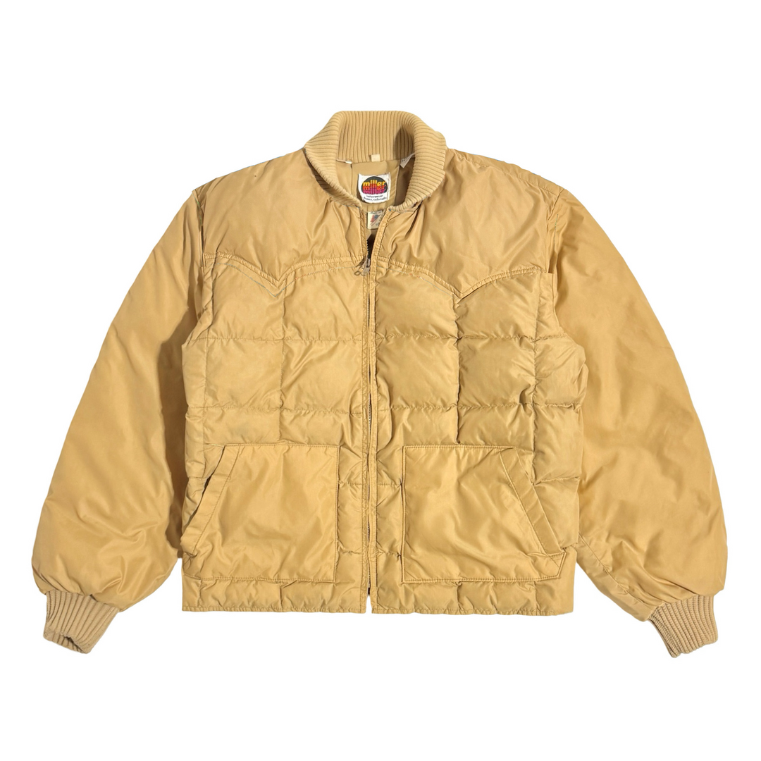 1970’S MILLER WESTERNWEAR MADE IN USA CROPPED GOOSE DOWN QUILTED PUFFER JACKET X-LARGE