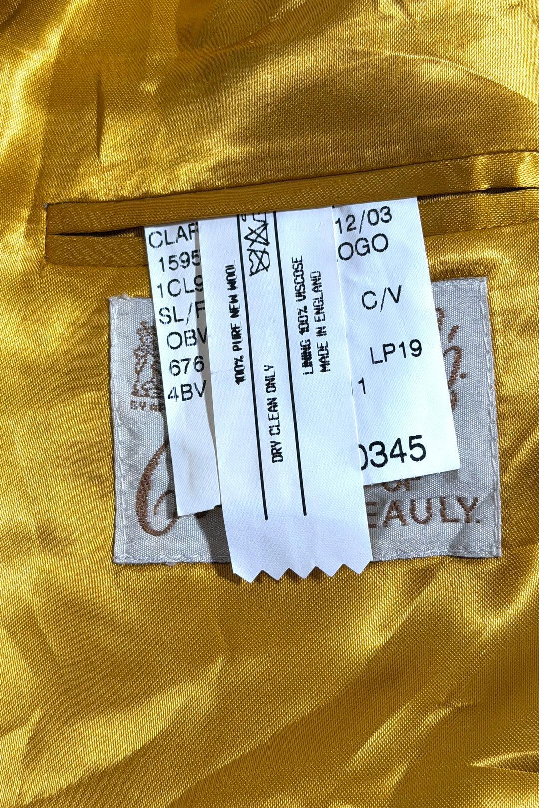 Bladen blazer composition and care tags