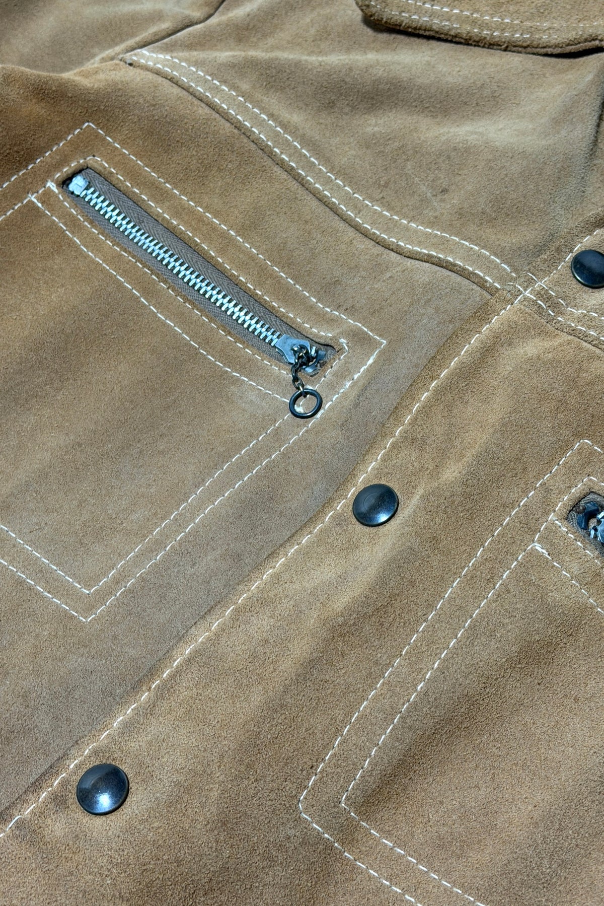 1970's Skalar suede jacket zip pocket and snap detail