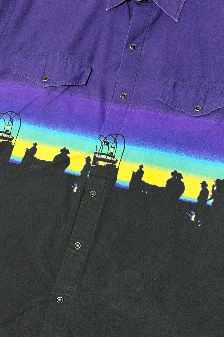 1990's Roper western shirt sunset print detail
