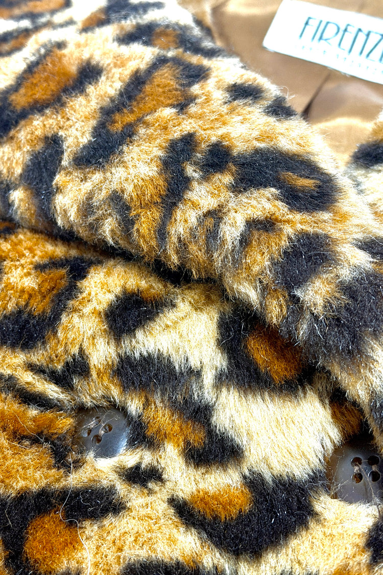 Leopard faux fur and button detail