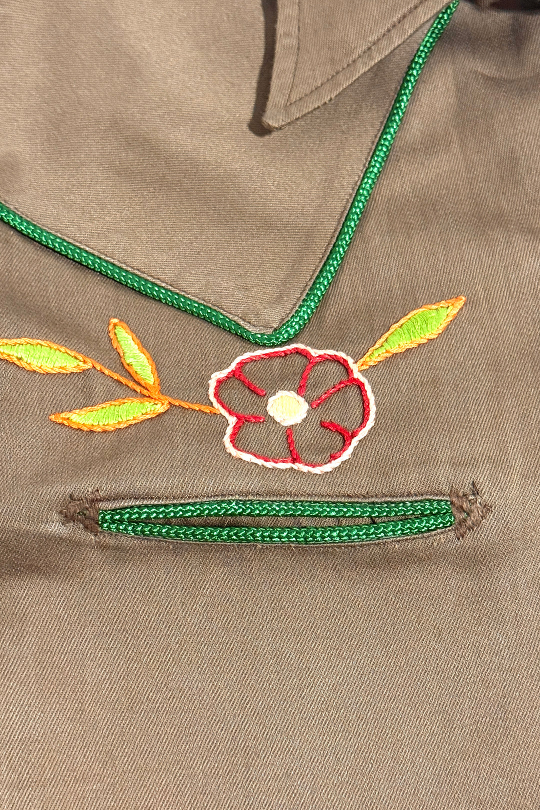 1930’S BIG STATE COWTOWN FORT WORTH MADE IN USA EMBROIDERED FLORAL WESTERN L/S B.D. SHIRT MEDIUM