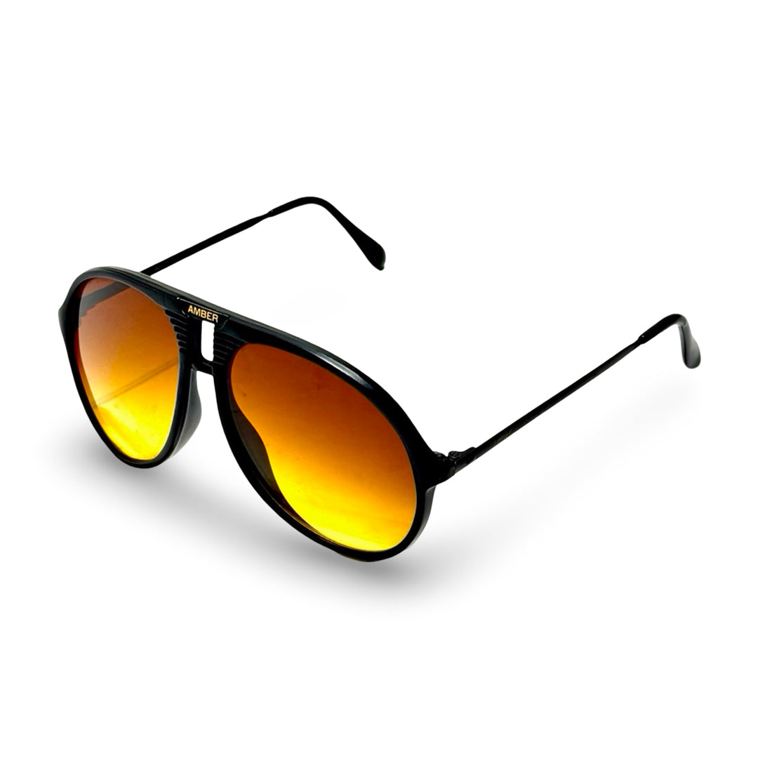 Amber gradient aviator sunglasses angled view