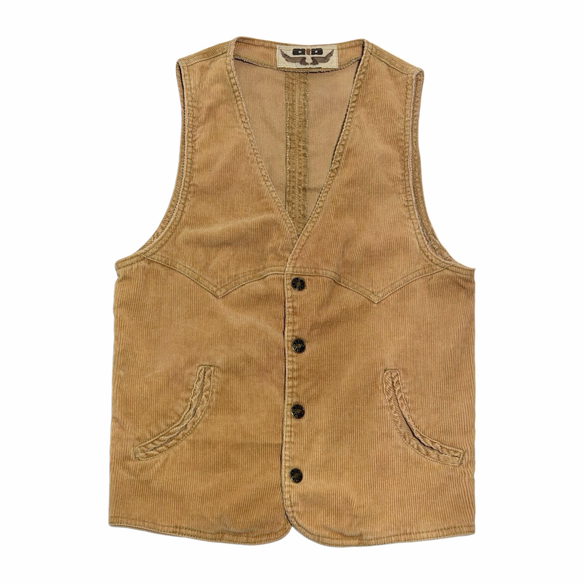 1970's ATB cropped tan corduroy western vest x-small