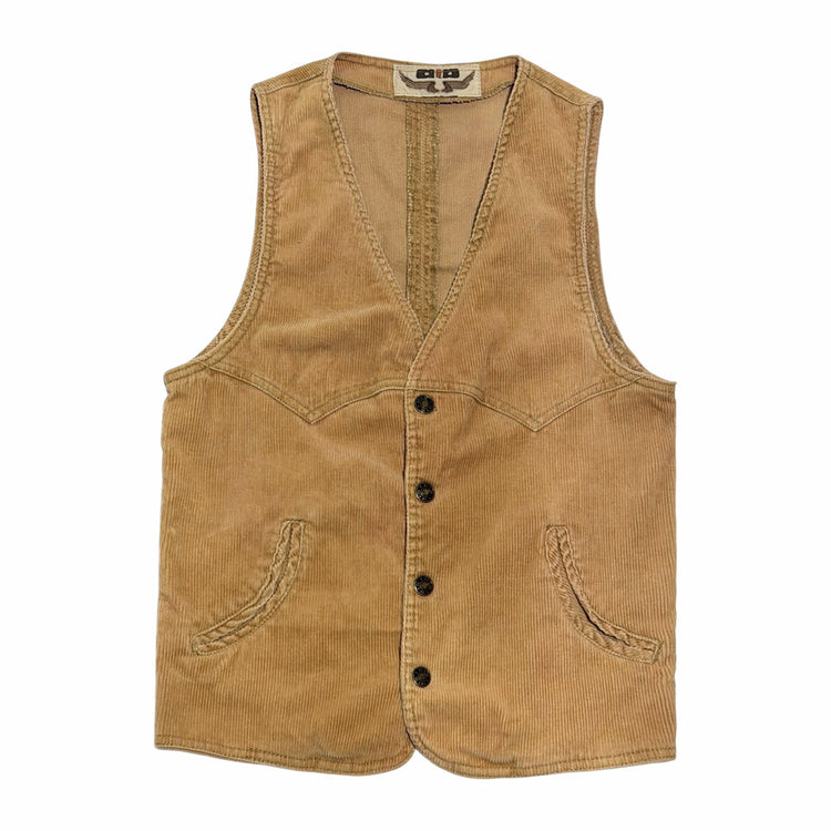 1970's ATB cropped tan corduroy western vest x-small