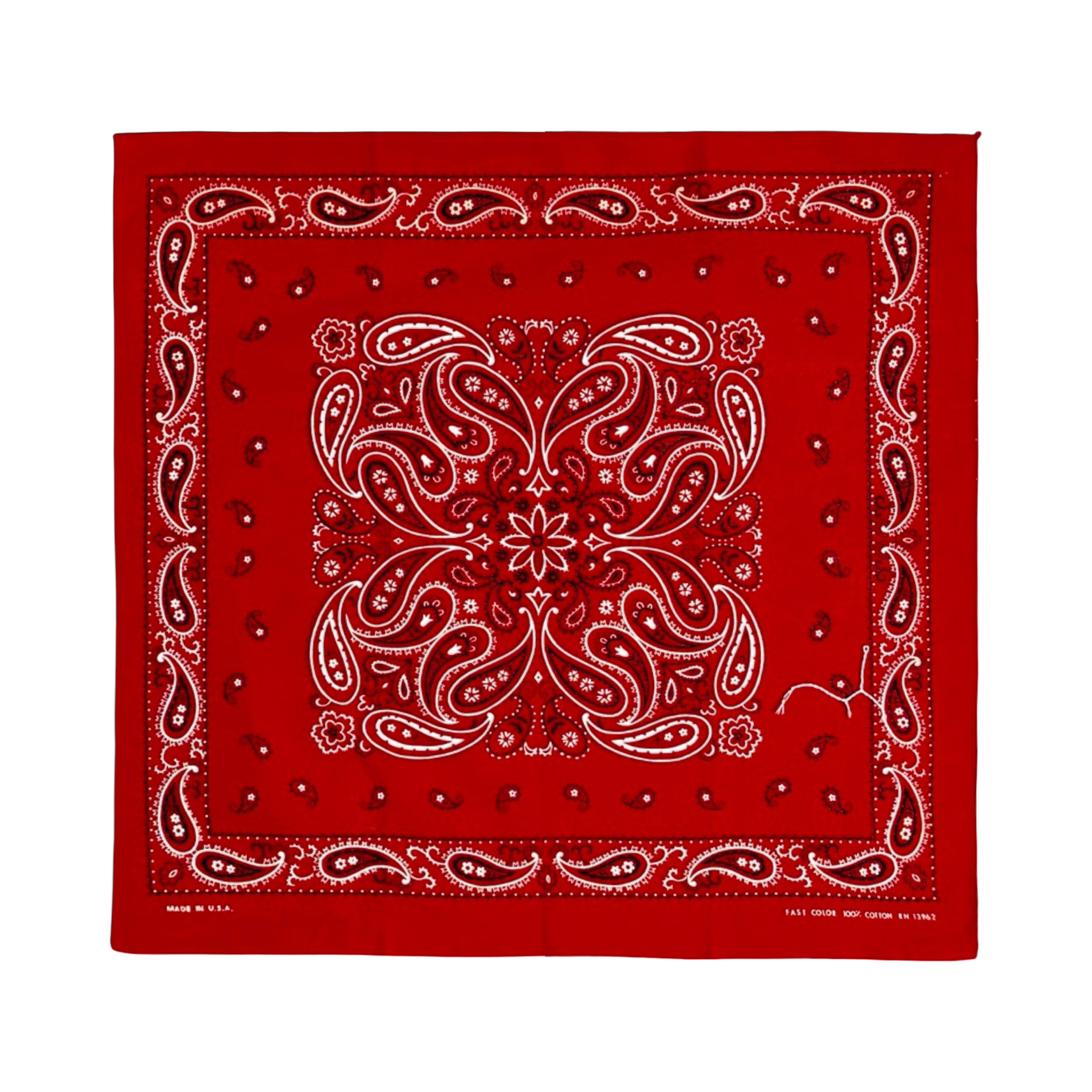 1970s fast color paisley bandana, red