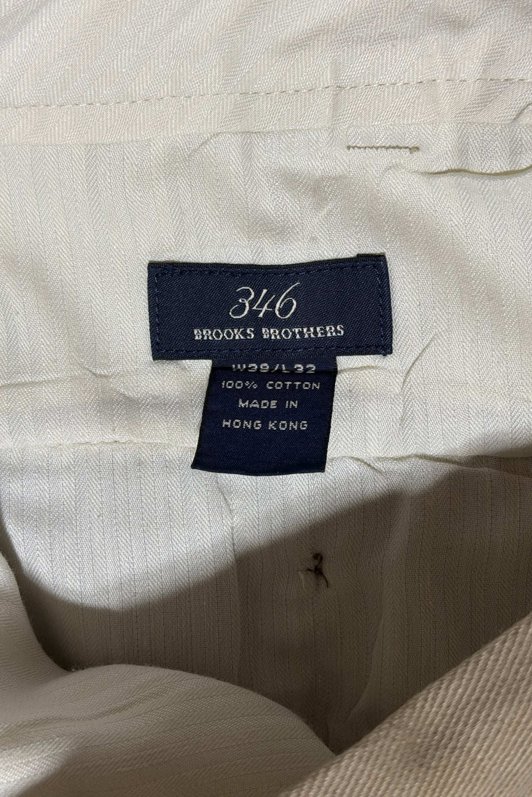 Brooks Brothers 346 tag, W38 L32, 100% cotton, made in Hong Kong