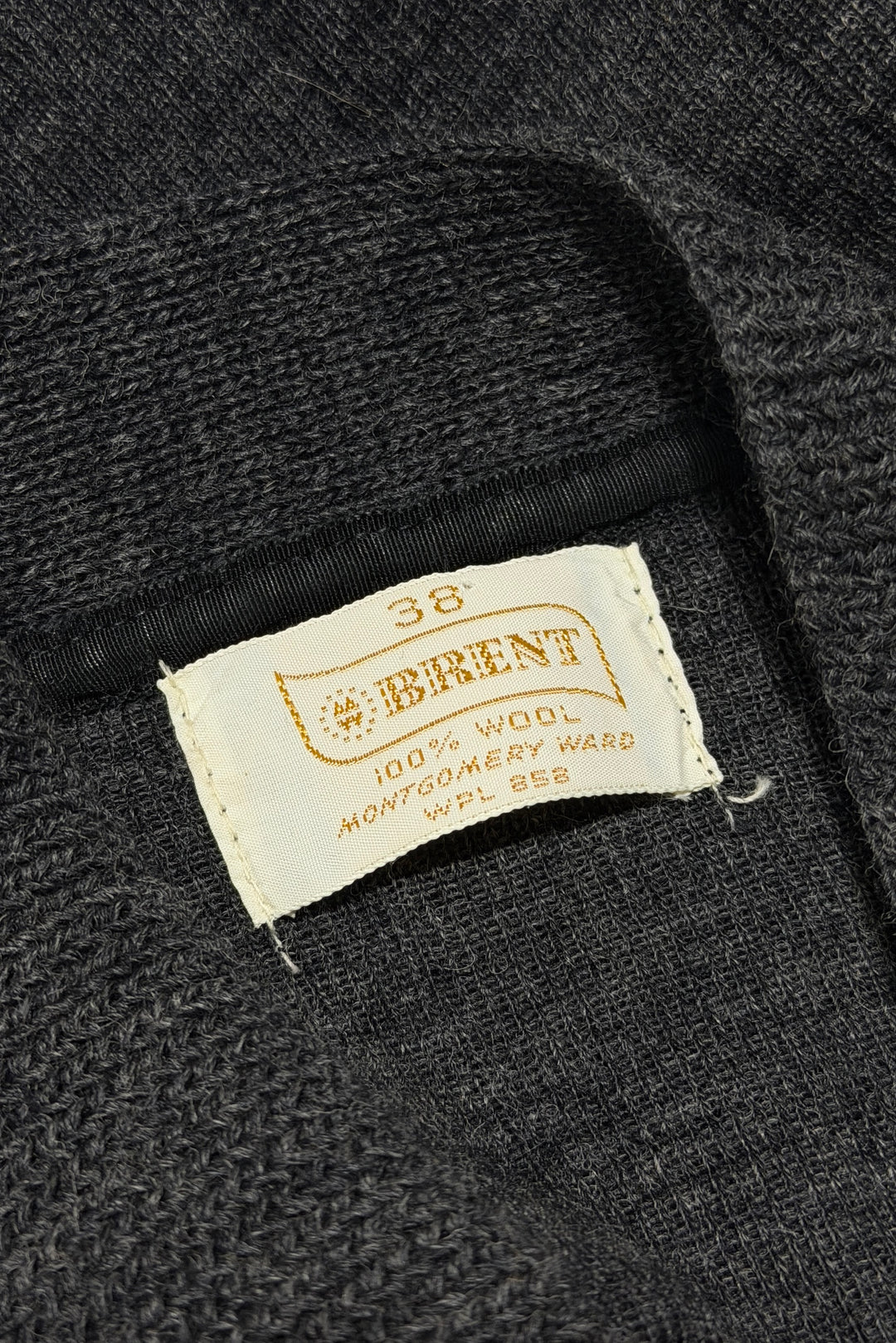 Brent Montgomery Ward 100% wool label, size 38